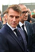 French President Macron Inaugurates Police Station In Marseille - France