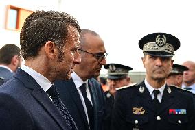 French President Macron Inaugurates Police Station In Marseille - France