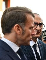 French President Macron Inaugurates Police Station In Marseille - France