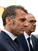 French President Macron Inaugurates Police Station In Marseille - France