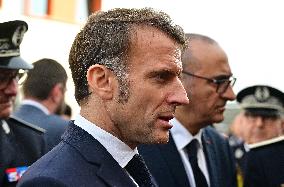 French President Macron Inaugurates Police Station In Marseille - France