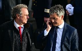 French President Macron Inaugurates Police Station In Marseille - France