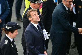 French President Macron Inaugurates Police Station In Marseille - France