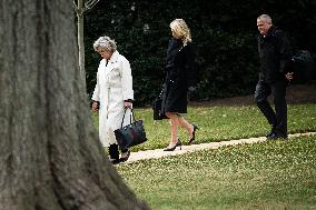 Trump Aides Walk On White House South Lawn - DC