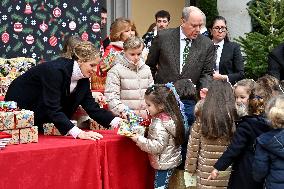 NO TABLOIDS - Prince Albert II And Princess Charlene Host Christmas Tree At Palace - Monaco
