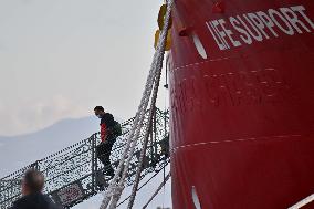 Emergency Rescue Ship Arrives In Port - Naples