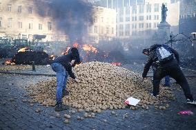 Farmers Protest Ahead Of EU Summit - Brussels