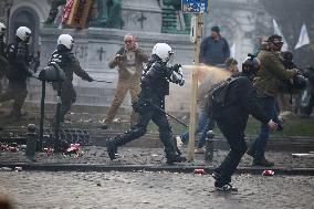 Farmers Protest Ahead Of EU Summit - Brussels