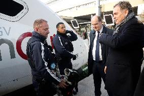 Visit of the Minister of Transport and the President of the SNCF at the Gare de Lyon - Paris