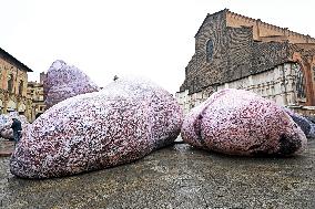 Giant Rocks Arrive in Piazza Maggiore - Bologna