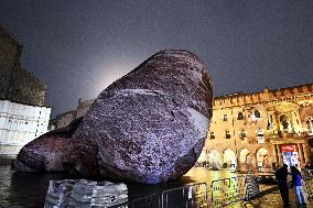 Giant Rocks Arrive in Piazza Maggiore - Bologna