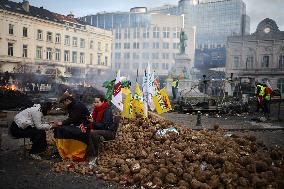 Farmers Protest Ahead Of EU Summit - Brussels