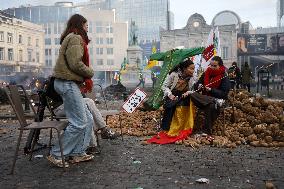 Farmers Protest Ahead Of EU Summit - Brussels