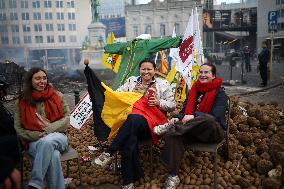Farmers Protest Ahead Of EU Summit - Brussels
