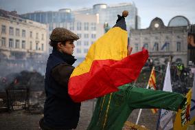 Farmers Protest Ahead Of EU Summit - Brussels
