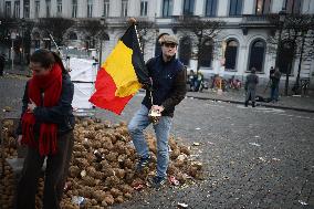 Farmers Protest Ahead Of EU Summit - Brussels