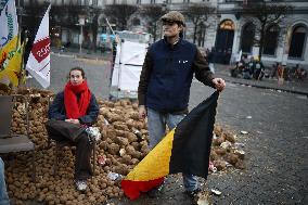 Farmers Protest Ahead Of EU Summit - Brussels