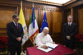 Pope Leo XIV Visits Italian Senate - Rome