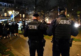 Security During The Jewish Holiday Hanukkah Lighting Ceremony In Paris