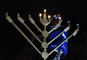 Security During The Jewish Holiday Hanukkah Lighting Ceremony In Paris