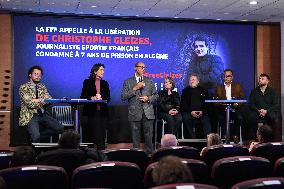 Press Conference Held for Christophe Gleizes - Paris