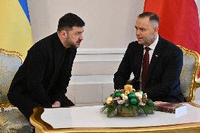 Ukrainian President Volodymyr Zelensky visits Warsaw - Poland