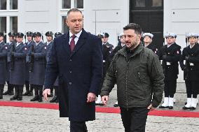 Ukrainian President Volodymyr Zelensky visits Warsaw - Poland
