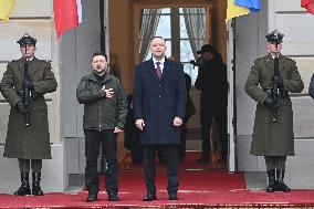 Ukrainian President Volodymyr Zelensky visits Warsaw - Poland