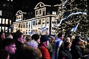 Pro-Israel Demonstration Held in Central Amsterdam