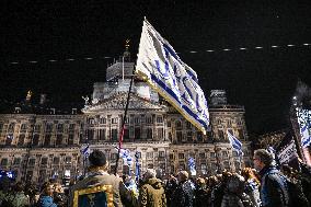 Pro-Israel Demonstration Held in Central Amsterdam
