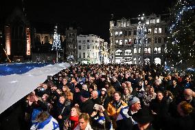 Pro-Israel Demonstration Held in Central Amsterdam