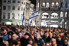 Pro-Israel Demonstration Held in Central Amsterdam