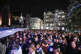 Pro-Israel Demonstration Held in Central Amsterdam