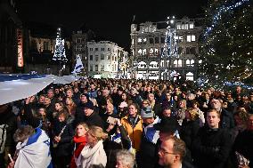 Pro-Israel Demonstration Held in Central Amsterdam