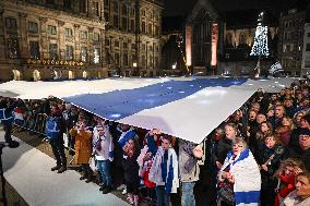 Pro-Israel Demonstration Held in Central Amsterdam