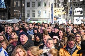 Pro-Israel Demonstration Held in Central Amsterdam
