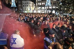 Pro-Israel Demonstration Held in Central Amsterdam