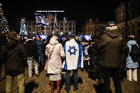 Pro-Israel Demonstration Held in Central Amsterdam