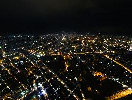 Stunning Aerial Night View of Aleppo Cityscape and Urban Lights - Syria