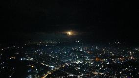 Stunning Aerial Night View of Aleppo Cityscape and Urban Lights - Syria