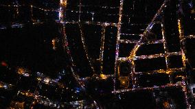 Stunning Aerial Night View of Aleppo Cityscape and Urban Lights - Syria