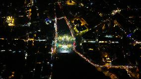 Stunning Aerial Night View of Aleppo Cityscape and Urban Lights - Syria