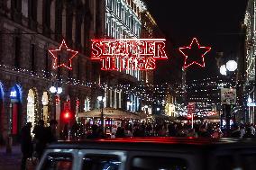 Christmas Atmosphere With Lights In Milan - Italy