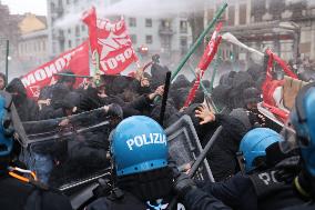 Clashes During The Protest Against The Askatasuna Eviction - Turin