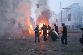 Clashes During The Protest Against The Askatasuna Eviction - Turin