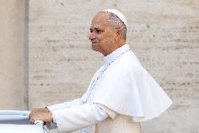 Pope Leo XIV during the last Jubilee audience in St. Peter's Square - Vatican