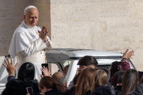 Pope Leo XIV during the last Jubilee audience in St. Peter's Square - Vatican