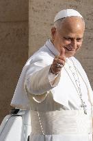 Pope Leo XIV during the last Jubilee audience in St. Peter's Square - Vatican
