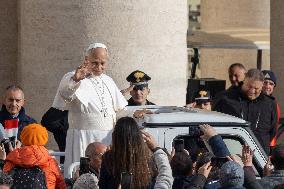 Pope Leo XIV during the last Jubilee audience in St. Peter's Square - Vatican