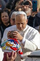Pope Leo XIV during the last Jubilee audience in St. Peter's Square - Vatican